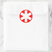 Asterisk - weiß auf rot runder aufkleber (Tasche)