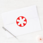 Asterisk - weiß auf rot runder aufkleber (Umschlag)