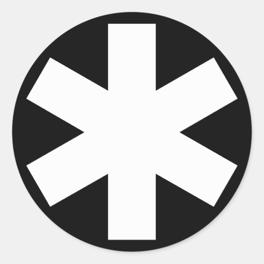 Asterisk - Weiß auf Schwarz Runder Aufkleber (Vorderseite)