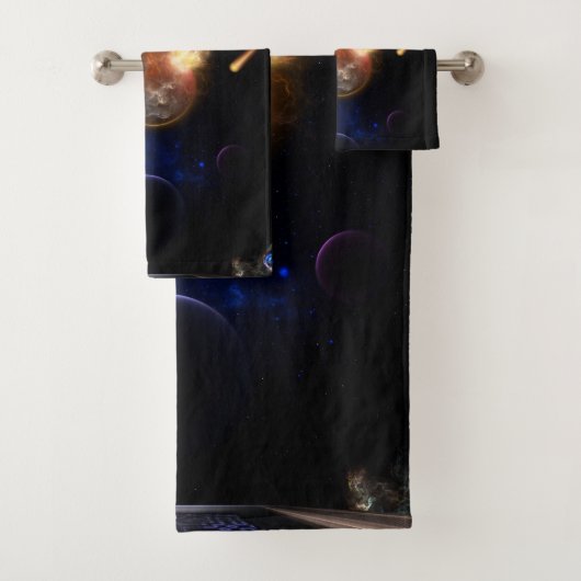 Asteroid Apokalypse Fraktal Art Spacescape Badhandtuch Set (Insitu)