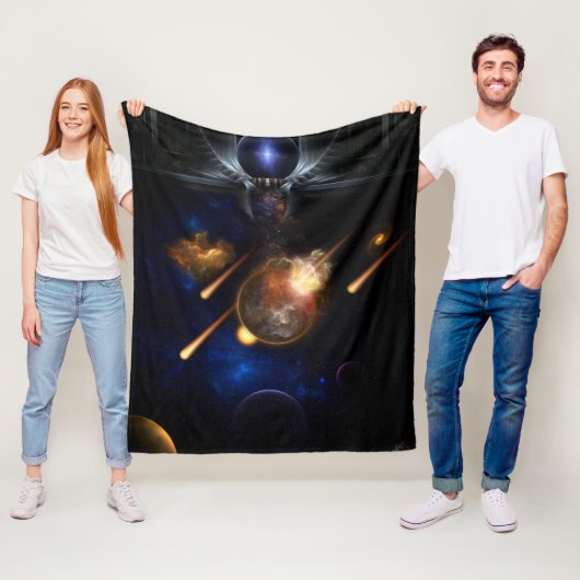 Asteroid Apokalypse Fraktal Art Spacescape Fleecedecke (Beispiel)