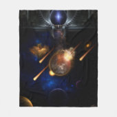 Asteroid Apokalypse Fraktal Art Spacescape Fleecedecke (Vorderseite)