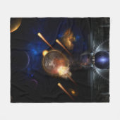 Asteroid Apokalypse Fraktal Art Spacescape Fleecedecke (Vorderseite (Horizontal))
