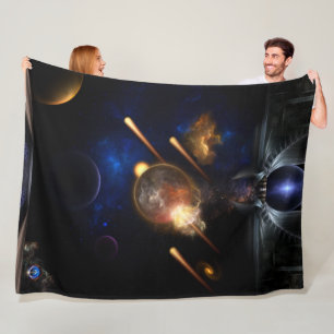 Asteroid Apokalypse Fraktal Art Spacescape Fleecedecke