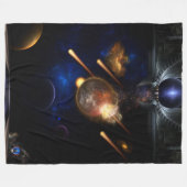 Asteroid Apokalypse Fraktal Art Spacescape Fleecedecke (Vorderseite (Horizontal))