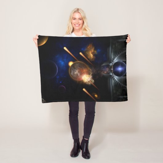 Asteroid Apokalypse Fraktal Art Spacescape Fleecedecke (Beispiel)