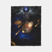 Asteroid Apokalypse Fraktal Art Spacescape Fleecedecke (Vorderseite)