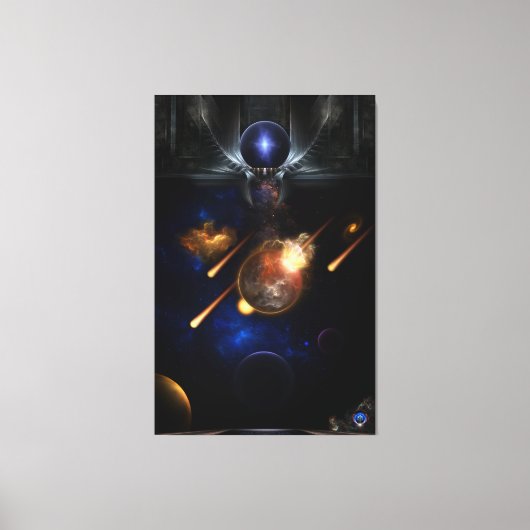 Asteroid Apokalypse Fraktal Art Spacescape Leinwanddruck (Vorderseite)