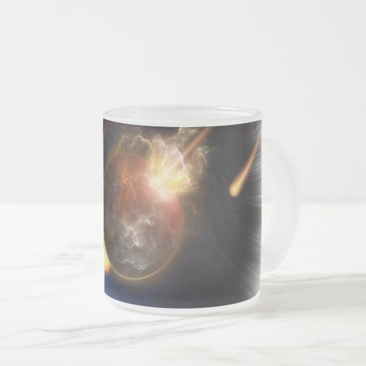 Asteroid Apokalypse Fraktal Art Spacescape Mattglastasse (VorderseiteRechts)