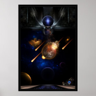 Asteroid Apokalypse Fraktal Art Spacescape Poster