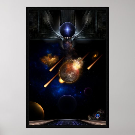 Asteroid Apokalypse Fraktal Art Spacescape Poster (Vorne)