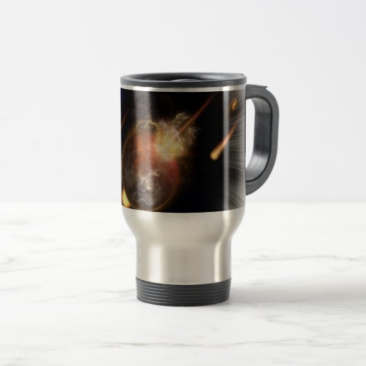 Asteroid Apokalypse Fraktal Art Spacescape Reisebecher (VorderseiteRechts)