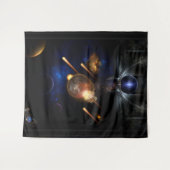Asteroid Apokalypse Fraktal Art Spacescape Wandteppich (Vorderseite (Horizontal))