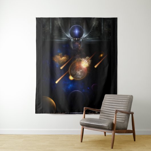 Asteroid Apokalypse Fraktal Art Spacescape Wandteppich (Beispiel)