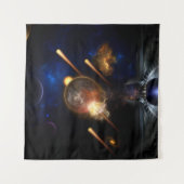 Asteroid Apokalypse Fraktal Art Spacescape Wandteppich (Vorderseite (Horizontal))