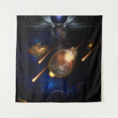 Asteroid Apokalypse Fraktal Art Spacescape Wandteppich (Vorderseite)