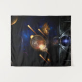 Asteroid Apokalypse Fraktal Art Spacescape Wandteppich (Vorderseite (Horizontal))