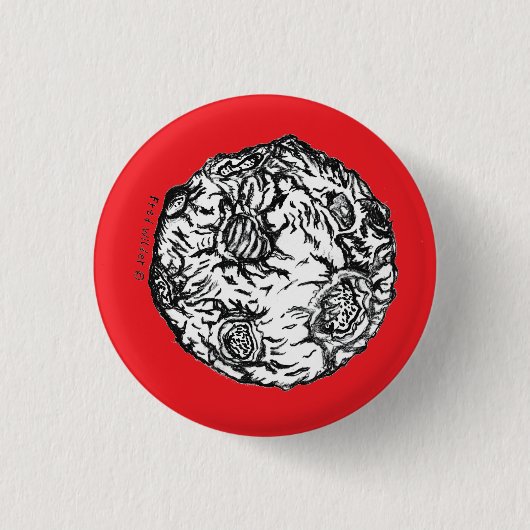 Asteroid auf rotem Hintergrund Button (Vorderseite)