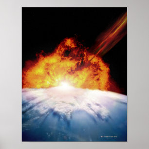 Asteroid Colliding with Earth Poster