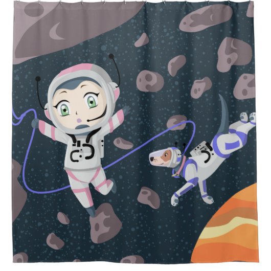 Asteroid Girl Duschvorhang (Vorderseite)