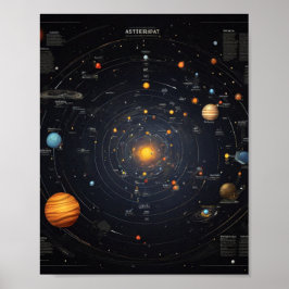 Asteroid-Karte des Sonnensystems Poster