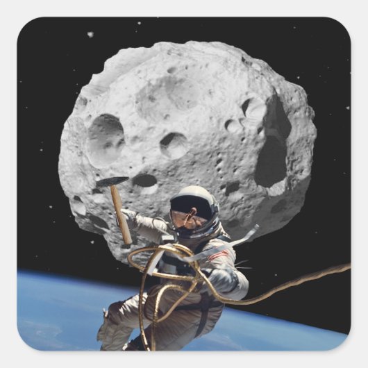 Asteroid Miner Quadratischer Aufkleber (Vorderseite)