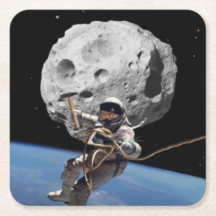 Asteroid Miner Rechteckiger Pappuntersetzer