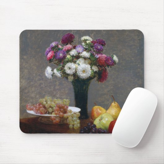 Asters and Fruit, Henri Fantin-Latour Mousepad (Mit Mouse)