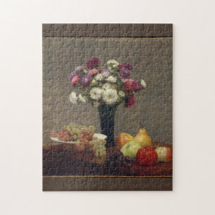 Asters and Fruits on a Table Henri Fantin-Lato Art Puzzle