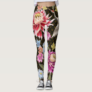Asters Cranes: Nahtlos im japanischen Stil gestric Leggings