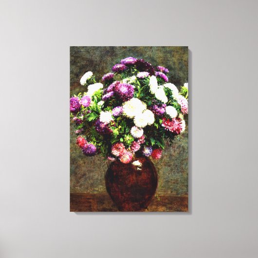 Asters in einer Vase - Henri Fantin-Latour-Malerei Leinwanddruck (Vorderseite)