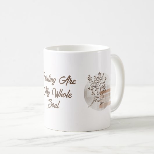 Ästhetik Boho Art Pastel Brown Leaf Malerei Kaffeetasse (VorderseiteRechts)