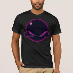 Ästhetik der dunklen Nacht rosa Wolken Mond Design T-Shirt