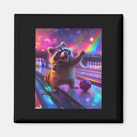 Ästhetik Fantasycore Raccoon Bowling Funny Magnet (Vorne)