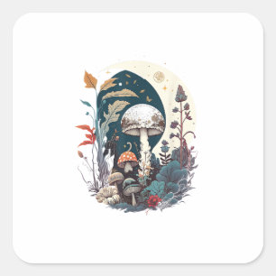 Ästhetik Goblincore und Cottagecore Pilz-Bota Quadratischer Aufkleber