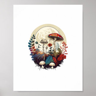 Ästhetik Goblincore und Cottagecore Pilzwald Poster