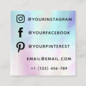 Ästhetik Holografisches Elegant Butterfly Moderne Quadratische Visitenkarte (Rückseite)