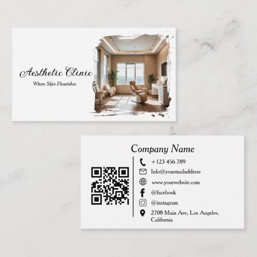 Ästhetik-Klinik Modernes QR-Code-Foto Visitenkarte (Vorne/Hinten)