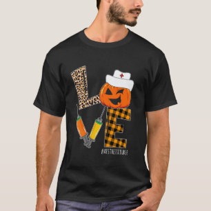 Ästhetik-Krankenschwester Halloween-Kürbis-Leopard T-Shirt