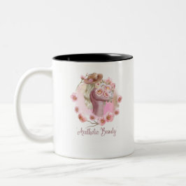 Ästhetik-Mädchentasse | Schwarz-weiße Mode-Kaffeet Zweifarbige Tasse