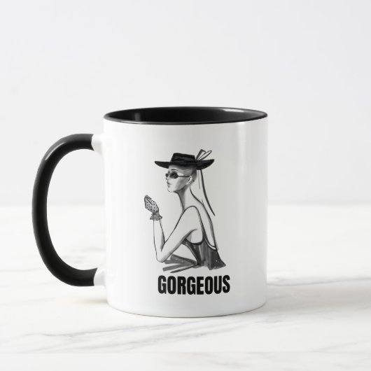 Ästhetik Mode Mädchen Tasse | Schwarz & Weiß Gorge (Links)