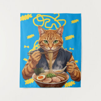 Ästhetik-Ramen-Katze-Anime – Japanische Pop-Art  Wandteppich