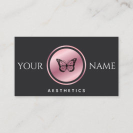 Ästhetik: Rose Gold Butterfly Black Visitenkarte