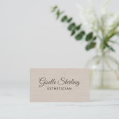 Ästhetiker Beige Leinen Modern Eleganter QR-Code Visitenkarte (Stehend Vorderseite)