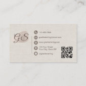 Ästhetiker Beige Leinen Modern Eleganter QR-Code Visitenkarte (Rückseite)