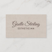Ästhetiker Beige Leinen Modern Eleganter QR-Code Visitenkarte (Vorderseite)
