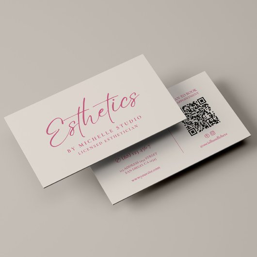 Ästhetiker Elegant Pink Sand Monogramm Visitenkarte