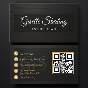 Ästhetiker QR-Code Schwarz Metallisch Luxus Visitenkarte
