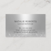 Ästhetiker Skincare Moderne Silver Aesthetics Visitenkarte (Rückseite)