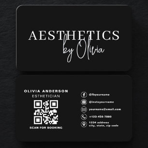 Ästhetiker-Skincare-QR-Code Schwarz Weiß Visitenkarte